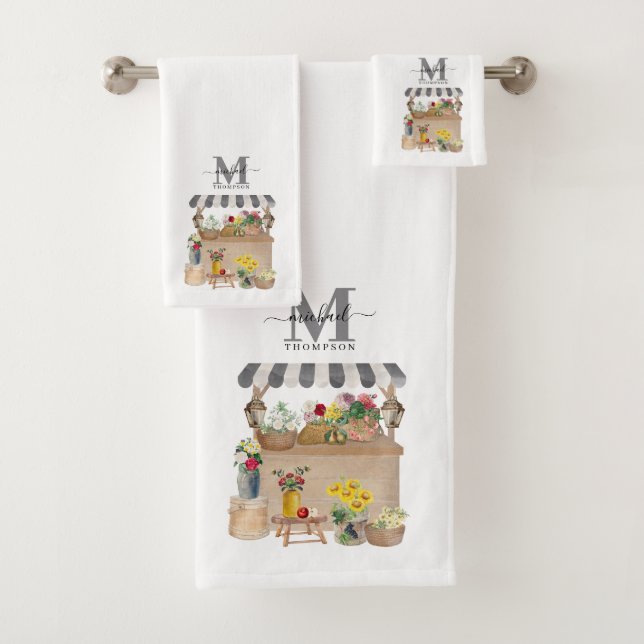 Monograma de carrito floral del mercado de los agr (In situ)