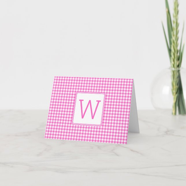 Monograma de Cuadros de Gingham Rosa y Blanco (Anverso)