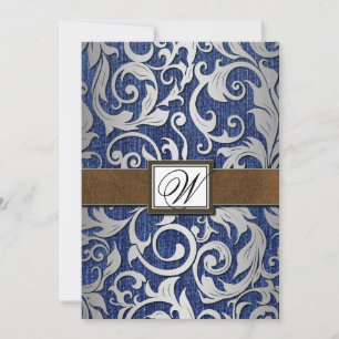 Monograma de cuero Denim Invitaciones a la boda oc