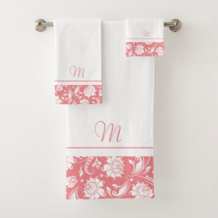 Monograma de damascos blancos y rosados