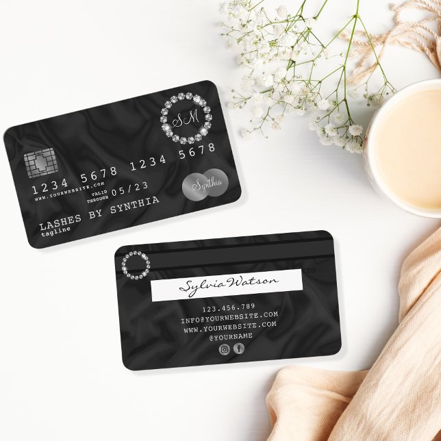 Monograma de Diamante Plateado con Estilo Tarjeta  (Subido por el creador)