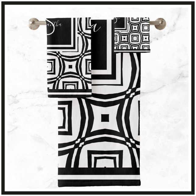 Monograma de diseño geométrico en blanco y negro (Subido por el creador)