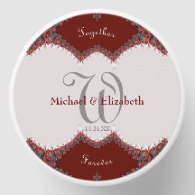 Monograma de encaje rojo y blanco Boda