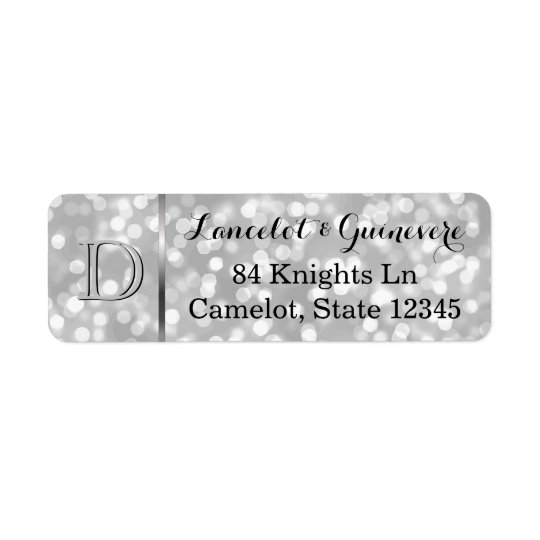 Monograma de encargo de plata elegante del boda de etiquetas de remite