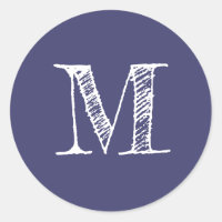 Monograma de escritura moderna Etiqueta azul de la