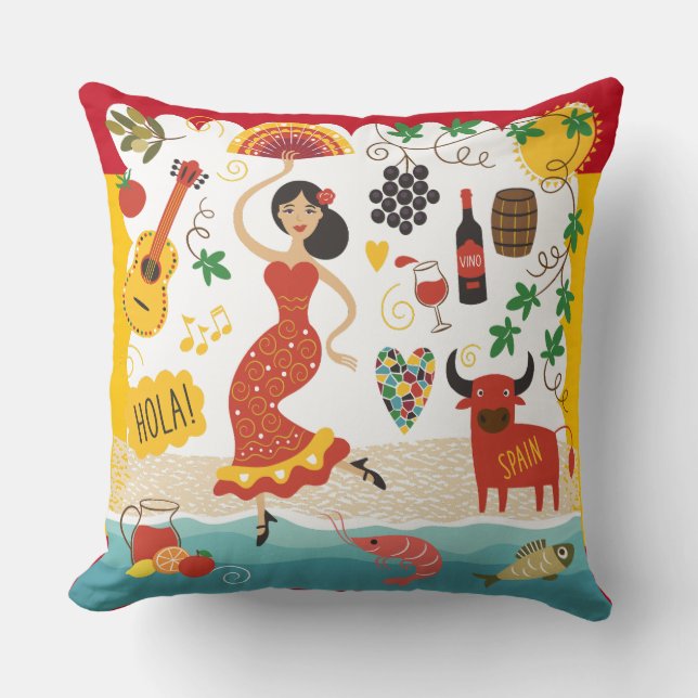 Monograma de ESPAÑA - ¡VEA ATRÁS! Cojín (Anverso)