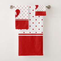 Monograma de fondo blanco rojo de punto polka pers