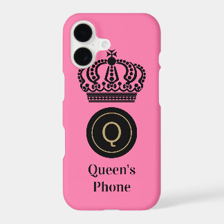 Monograma de fondo rosado del teléfono de la Reina