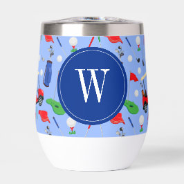 Monograma de golf azul y verde rojo