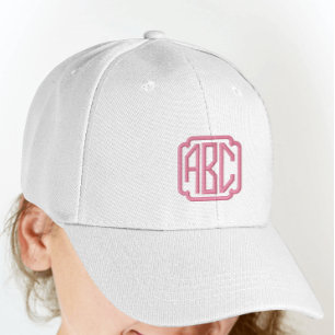 Monograma de Gorra con bordado rosado caliente en