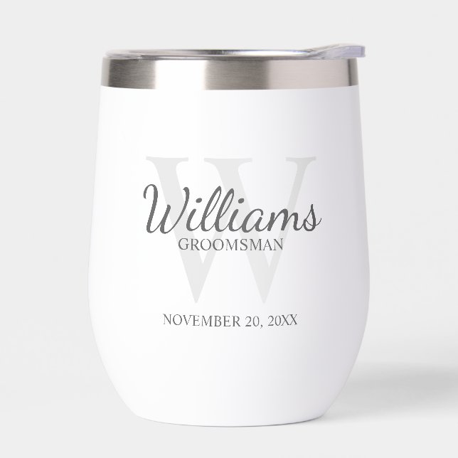 Monograma de guión personalizado y Groomsmen de no (Izquierdo)