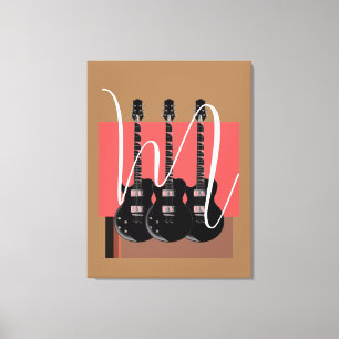 Monograma de guitarra eléctrica de arte pop inicia
