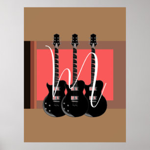 Monograma de guitarra eléctrica de arte pop inicia