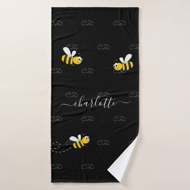 Monograma de humor divertido de verano de abejas n (Toalla de baño)
