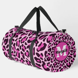 Monograma de impresión de leopardo rosa Bolsa de D