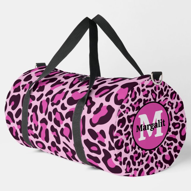 Monograma de impresión de leopardo rosa Bolsa de D (Esquina izquierda)