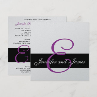 Monograma de invitación a boda plateada Nombres pú