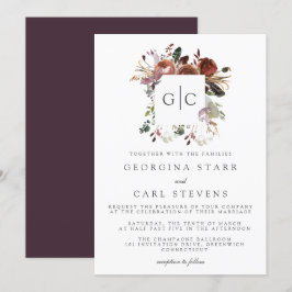 Monograma de invitación a bodas de maritero y ciru