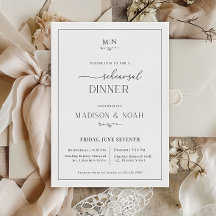 Monograma de invitación a la cena de ensayo, boda