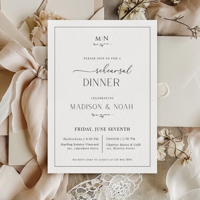 Monograma de invitación a la cena de ensayo, boda  (Subido por el creador)