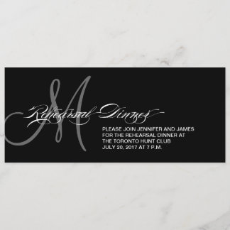 Monograma de invitación a la cena de ensayo negro