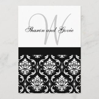 Monograma de invitación de matrimonio de Damasco y