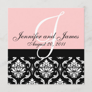 Monograma de invitación de matrimonio Fecha Damasc