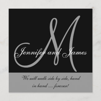 Monograma de invitación de matrimonio que dice bla