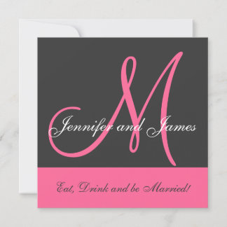 Monograma de invitación de matrimonio que dice nom
