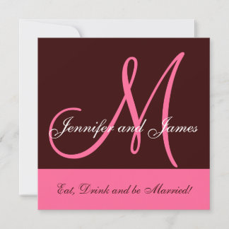 Monograma de invitación de matrimonio que dice nom