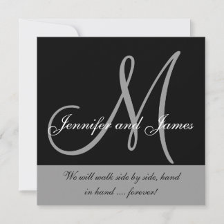 Monograma de invitaciones de boda que dice blanco