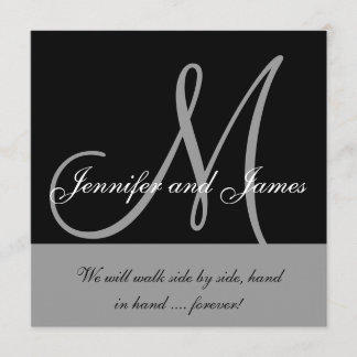 Monograma de invitaciones de boda que dice gris ne