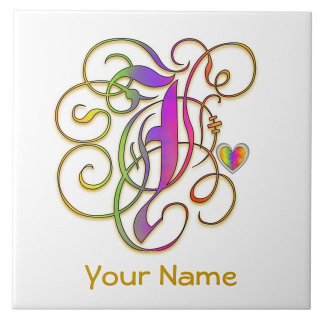 Monograma de J su baldosa cerámica conocida del (Frente)