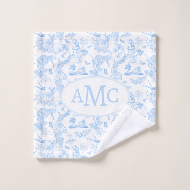 Monograma de la Chinoiserie de la selva perrito en (Toallita)