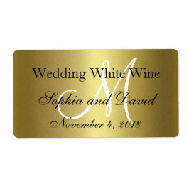 Monograma de la etiqueta de Boda negro de oro real