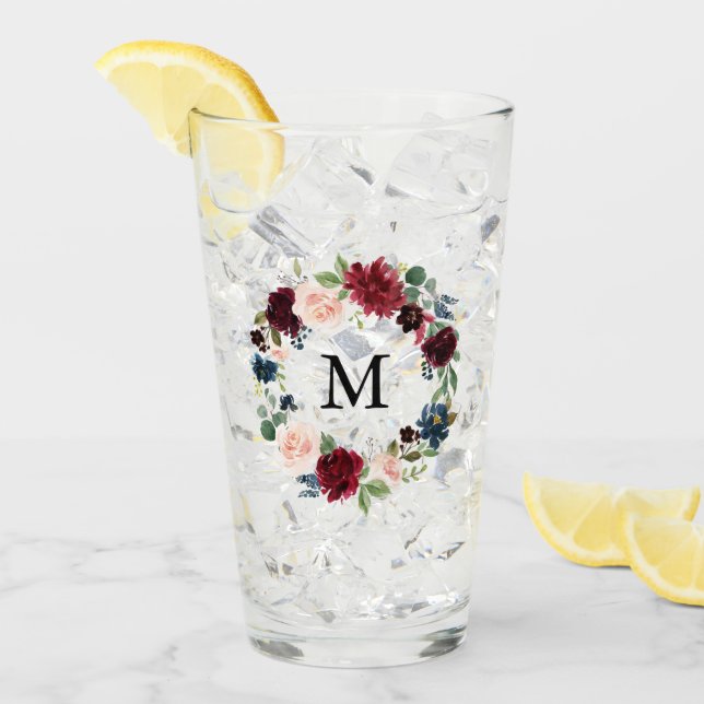 Monograma de la flor rosa y borgoñona Rubor (Anverso (hielo))