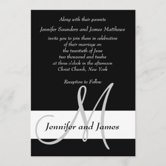 Monograma de la invitación de la boda blanco y