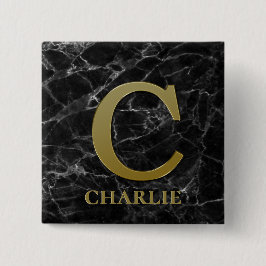 Monograma de la letra C sobre botón de mármol negr