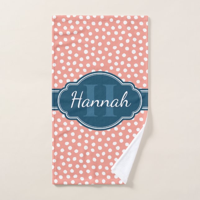 Monograma de la Marina de Patrón Blanco Rosa (Toalla de mano)