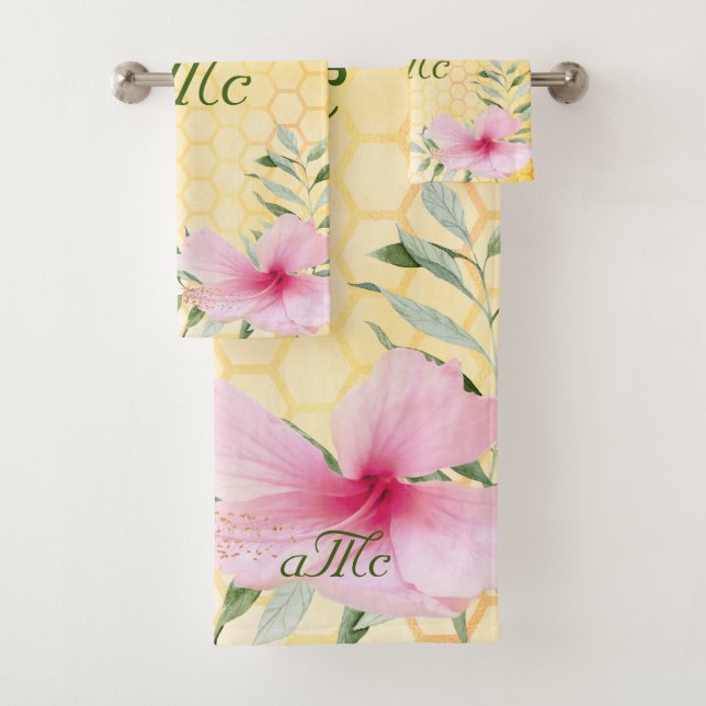 Monograma de la pareja rosa de abejas amarillas (In situ)