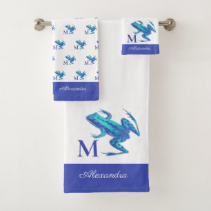 Monograma de la rana del árbol azul moderno Nombre