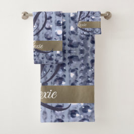 Monograma de las perlas azules Purpurinoso deslumb