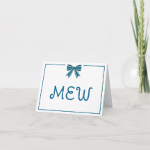 Monograma de lazo azul y blanco elegante
