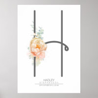 Monograma de letra H decoración para el hogar en r