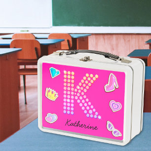 Monograma de letra K rosa caliente para chicas de