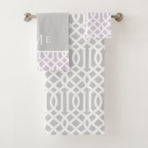 Monograma de Lilac y Gray Trellis   Colores editab