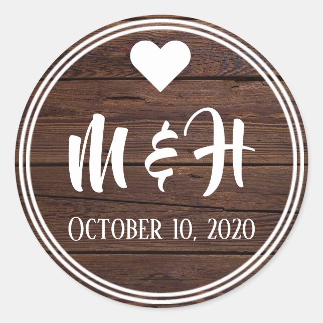 Monograma de madera rústica Sello para sobres de f (Anverso)