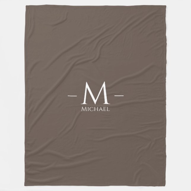 Monograma de manta grande Elegante marrón moderno (Anverso)