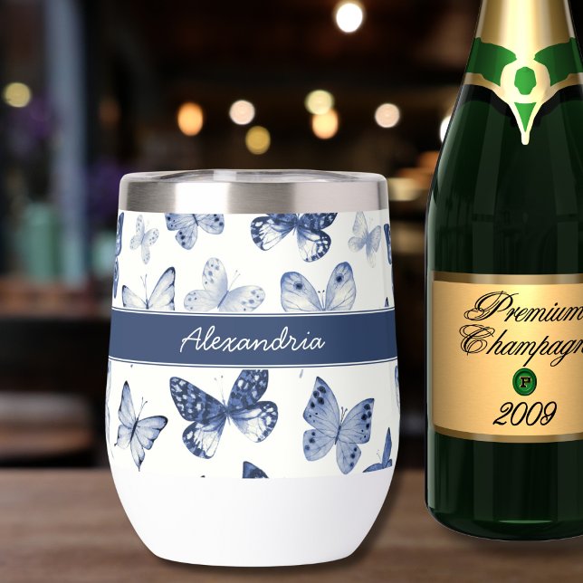 Monograma de mariposa azul y blanca (Subido por el creador)