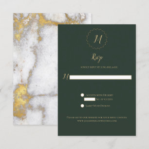 Monograma de Mármol Evergreen y Oro RSVP vertical